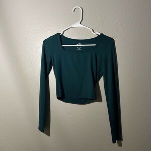 Hollister Green Fitted Crop Blouse